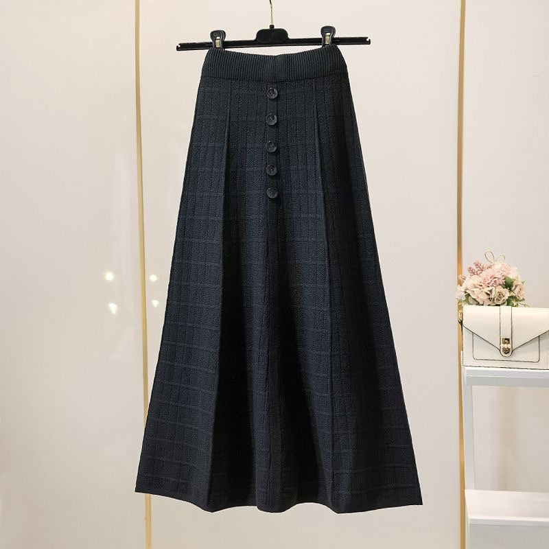 Damen Eleganter Maxirock mit Knopfdetails und strukturiertem Design Echo Archiv