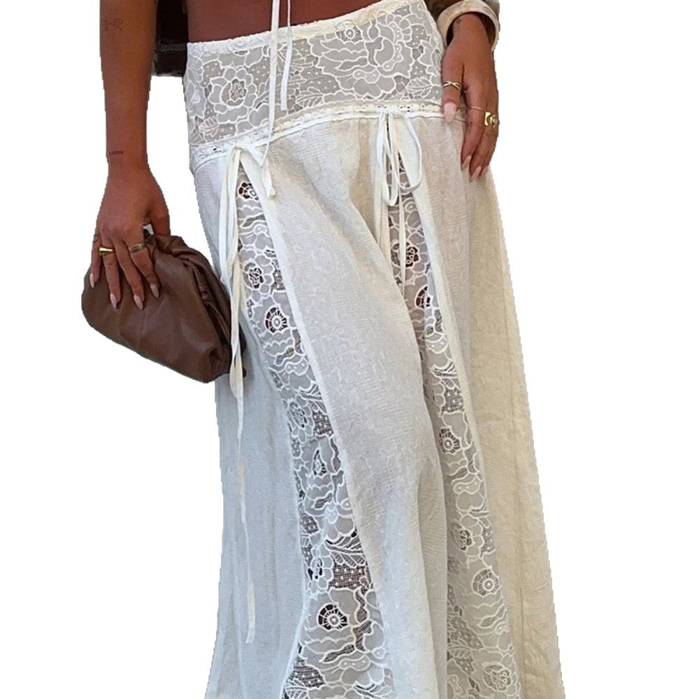 Damen Maxi-Rock mit elegantem Spitzen-Design und seitlichen Bändern Echo Archiv