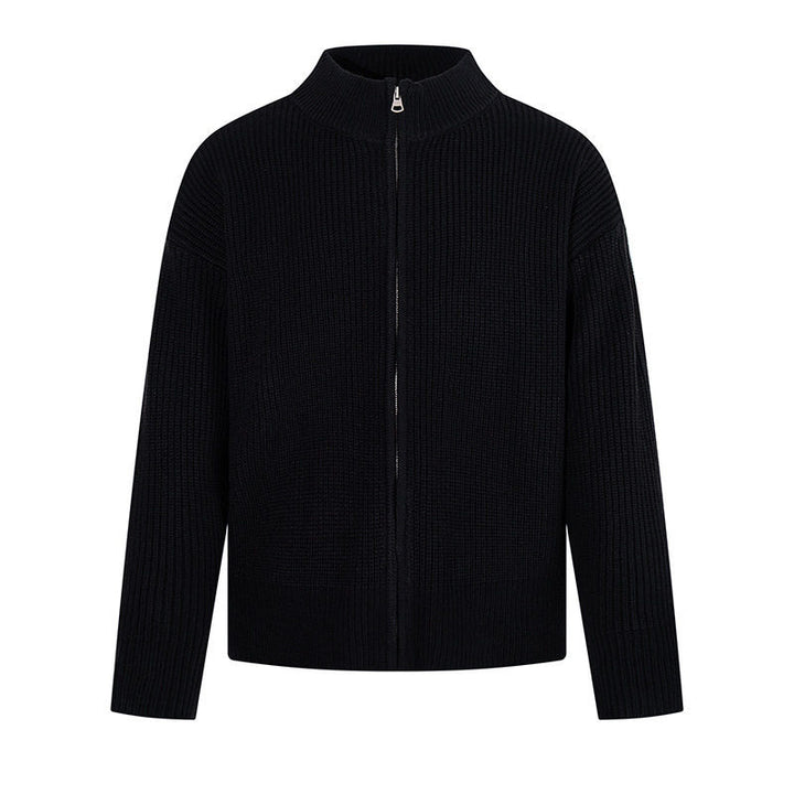 Damen Grobstrick-Zipjacke mit Stehkragen und oversized Passform Echoarchiv
