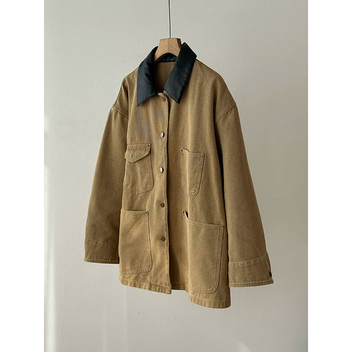Damen Modische Utility-Jacke mit Karomuster Echoarchiv