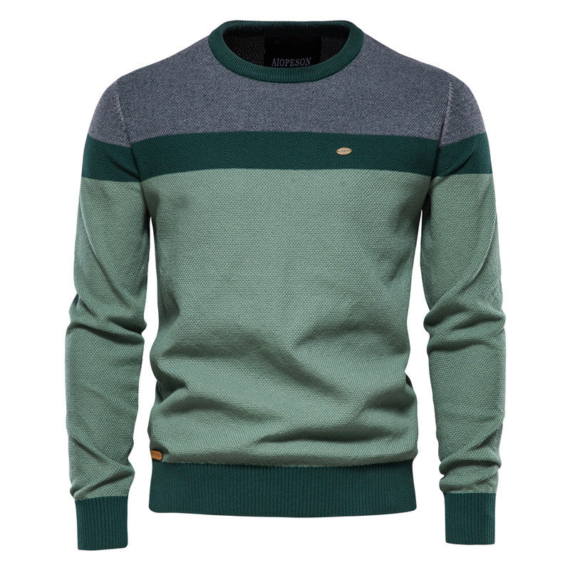 Herren Strickpullover mit modernem Farbblockdesign und feiner Struktur Echoarchiv