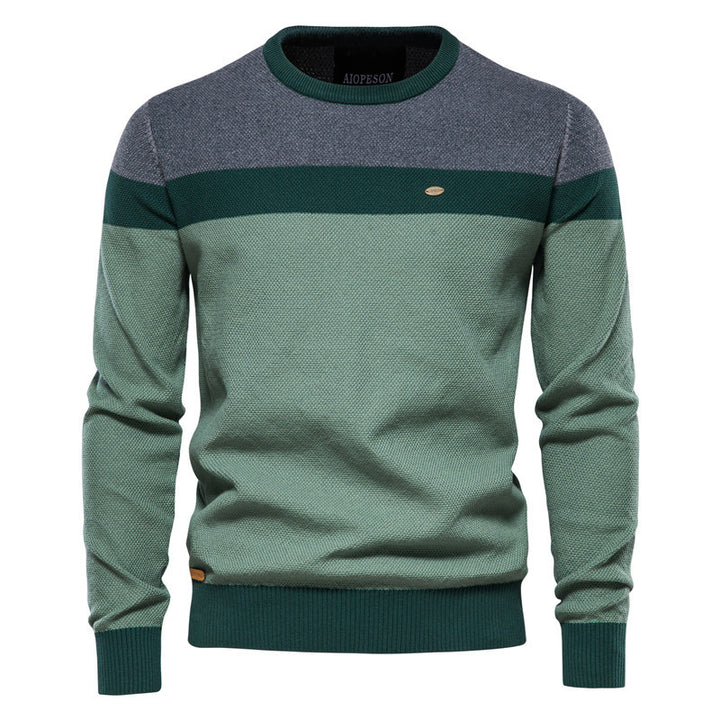 Herren Strickpullover mit modernem Farbblockdesign und feiner Struktur Echoarchiv