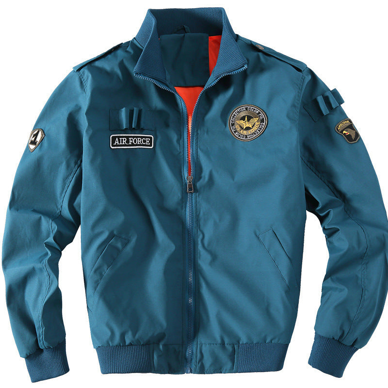 Herren Militärinspirierte Bomberjacke mit Aufnähern, Stehkragen & Reißverschluss Echoarchiv