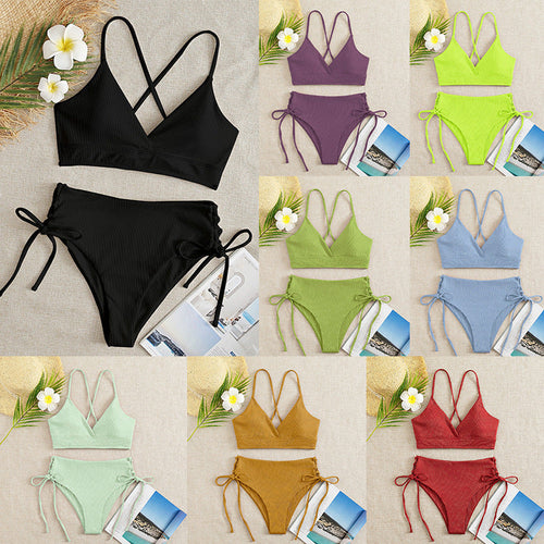 Damen Hochtaillierter Bikini mit verstellbaren Schnürdetails – Maréssa