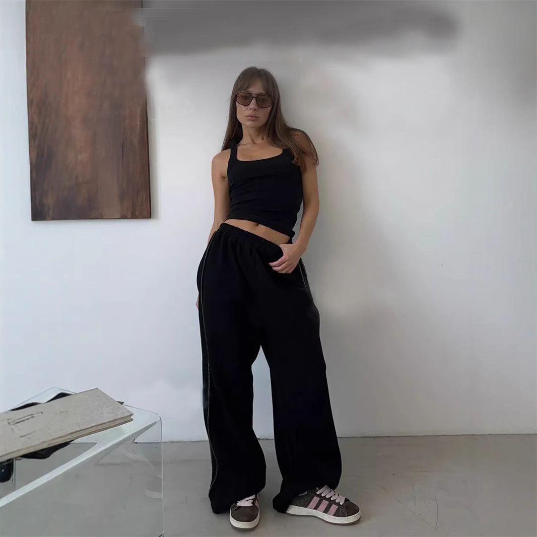 Damen nan weite Lounge-Jogginghose mit elastischem Komfortbund und seitlichen Eingrifftaschen Echo Archiv
