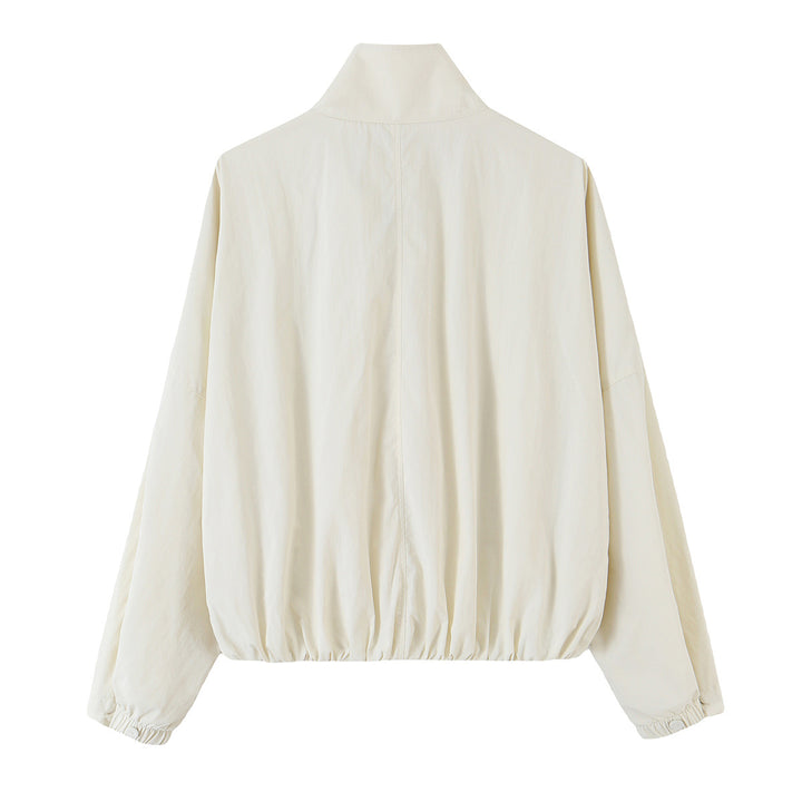 Damen Cropped‑Blousonjacke im minimalistischen Design mit Stehkragen, dekorativer Knopfleiste und elastischem Saumbund Echo Archiv