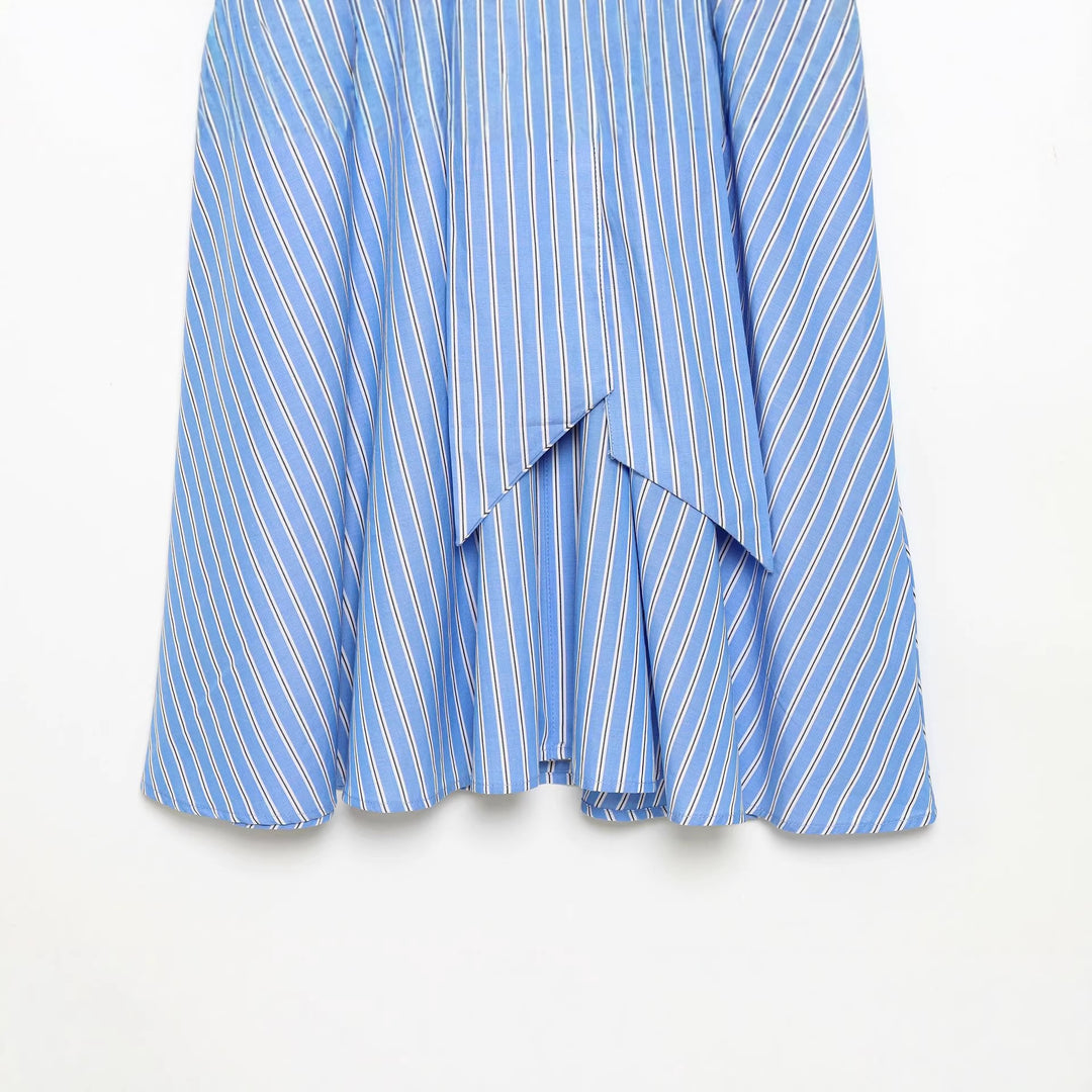 Damen nan gestreiftes Hemdkleid mit Bindegürtel, langen Manschetten und asymmetrischem Zipfelsaum Echo Archiv