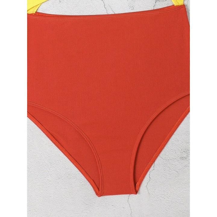 Damen Cut-Out Badeanzug mit hohem Bund und Wickeldesign Echo Archiv