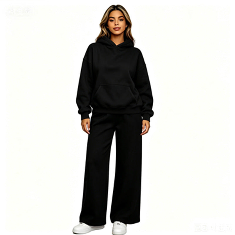Damen Lässiger Kapuzenpullover mit weiten Hosen Echoarchiv