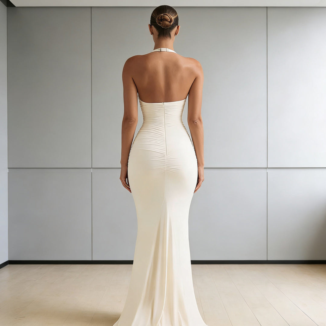 Damen Elegantes Maxi-Kleid mit tiefem V-Ausschnitt und figurformendem Schnitt Echo Archiv
