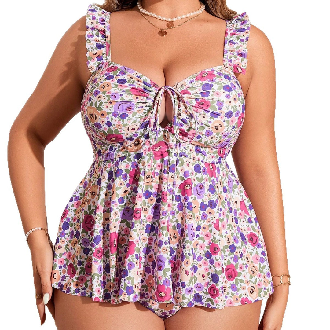 Damen Blumiger Tankini mit verspieltem Rüschendetail Echo Archiv
