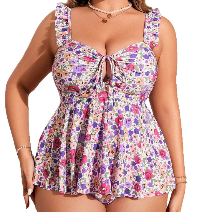 Damen Blumiger Tankini mit verspieltem Rüschendetail Echo Archiv