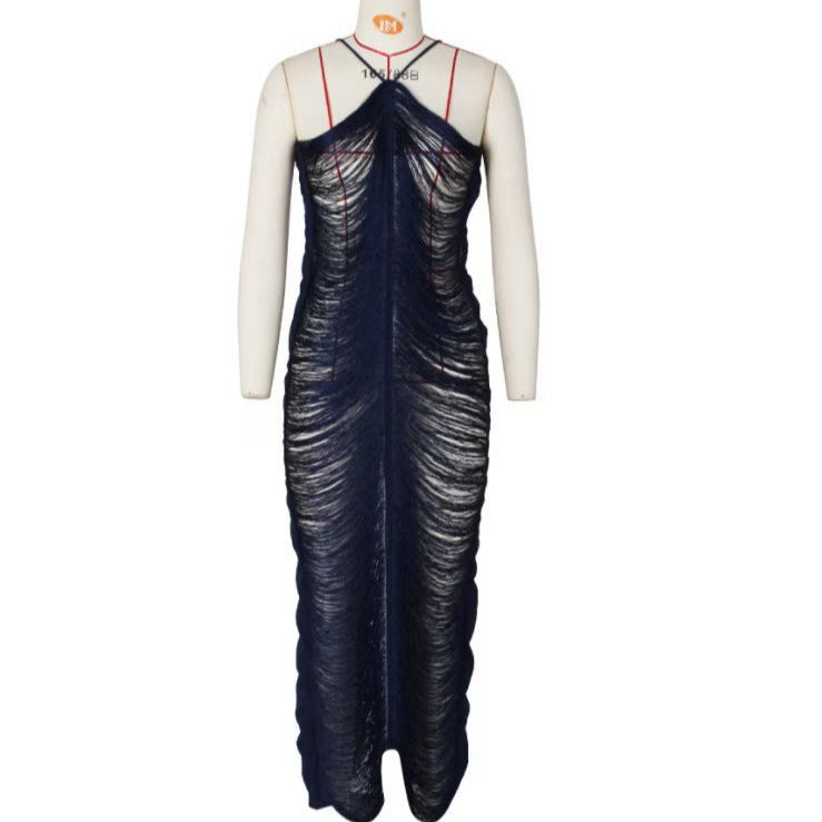 Damen Langkleid mit raffiniertem Schlitz und elegantem Kragen Echo Archiv