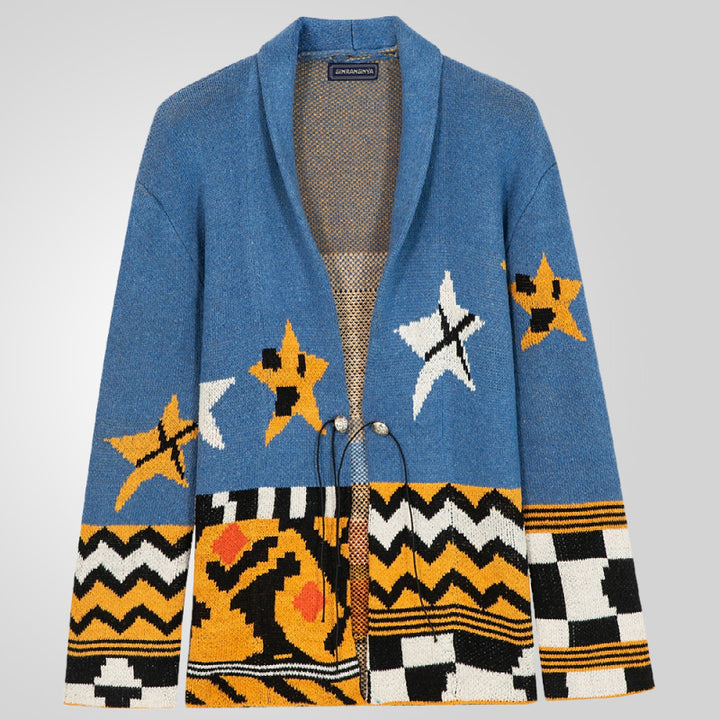 Herren Strickjacke mit detaillierter Handarbeit Echoarchiv