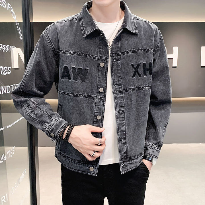 Herren Modische Jeansjacke mit kreativen Applikationen Echoarchiv
