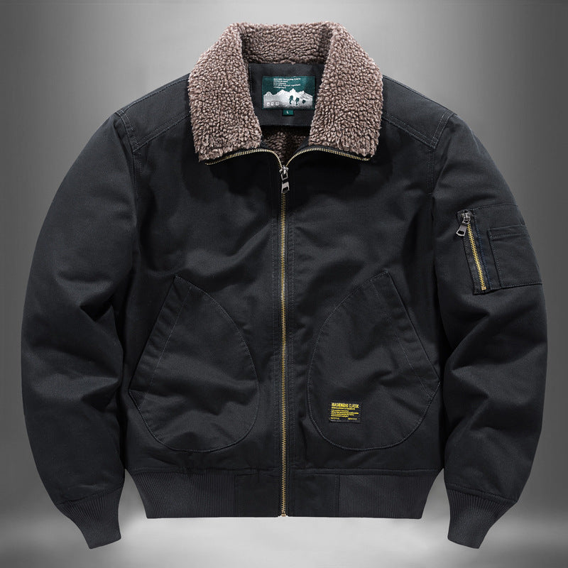 Men's sherpa-lined canvas flight jacket with ribbed trims and interior stash pockets – Taviero