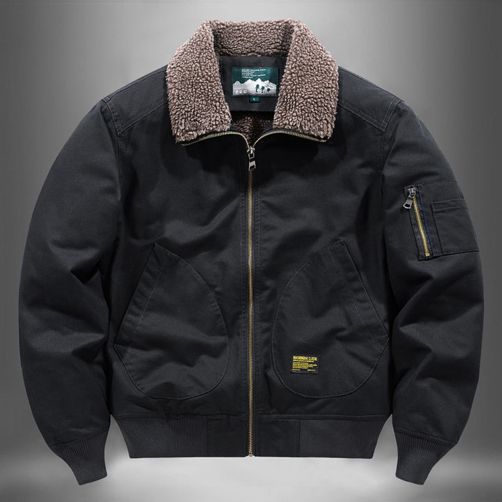 Men's sherpa-lined canvas flight jacket with ribbed trims and interior stash pockets – Taviero