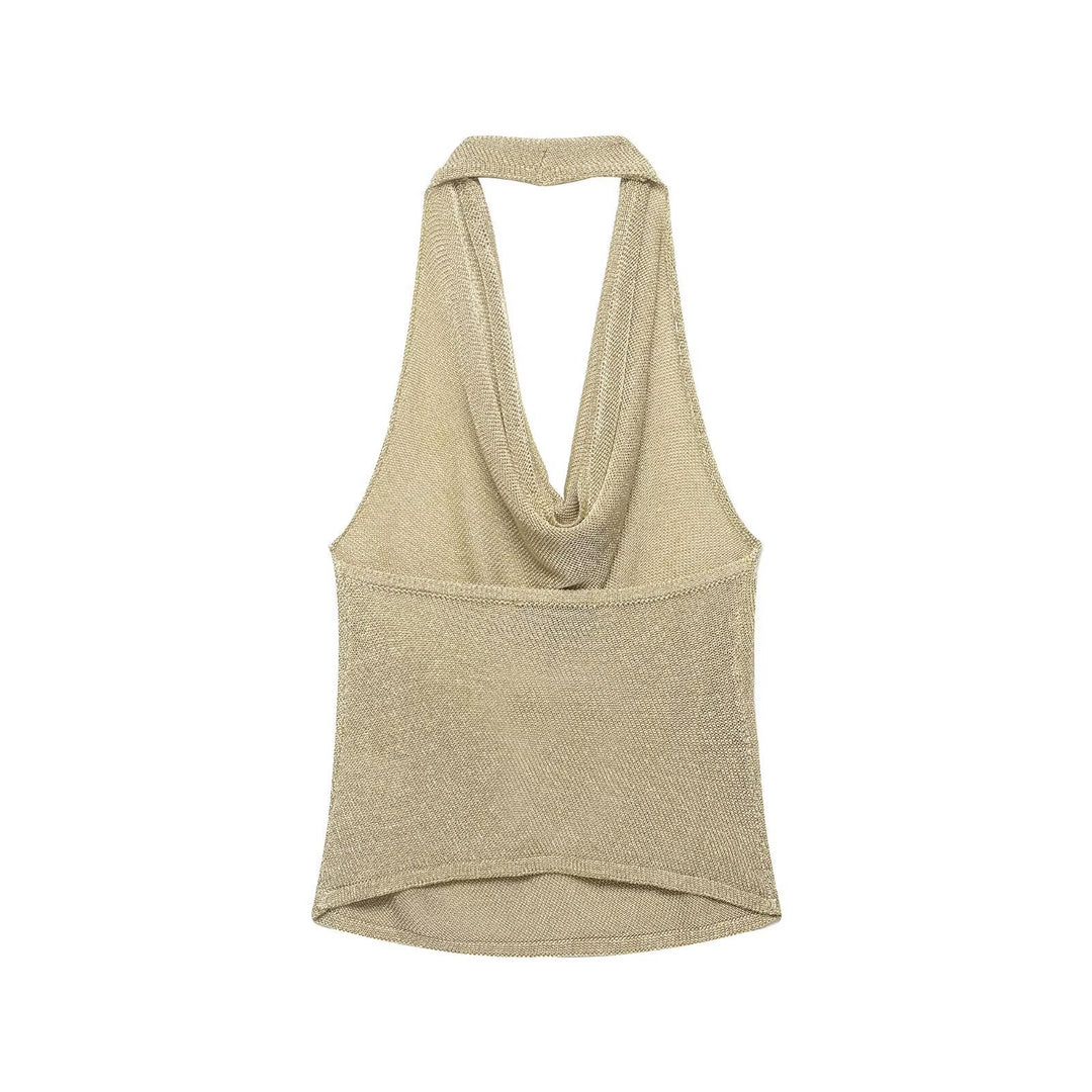 Damen Haltertop mit elegantem Wasserfall-Ausschnitt und schimmernden Akzenten Echo Archiv