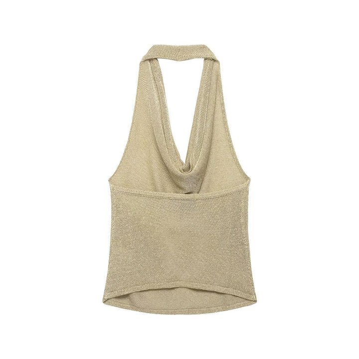 Damen Haltertop mit elegantem Wasserfall-Ausschnitt und schimmernden Akzenten Echo Archiv