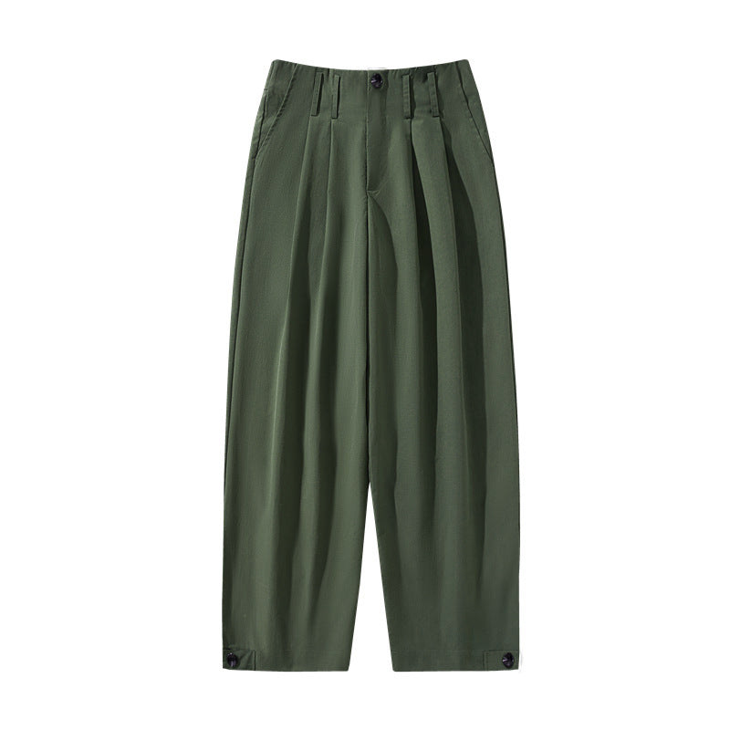 Damen weite Plissee-Hose mit hohem Bund, Gürtelschlaufen & verstellbaren Saumlaschen Echo Archiv