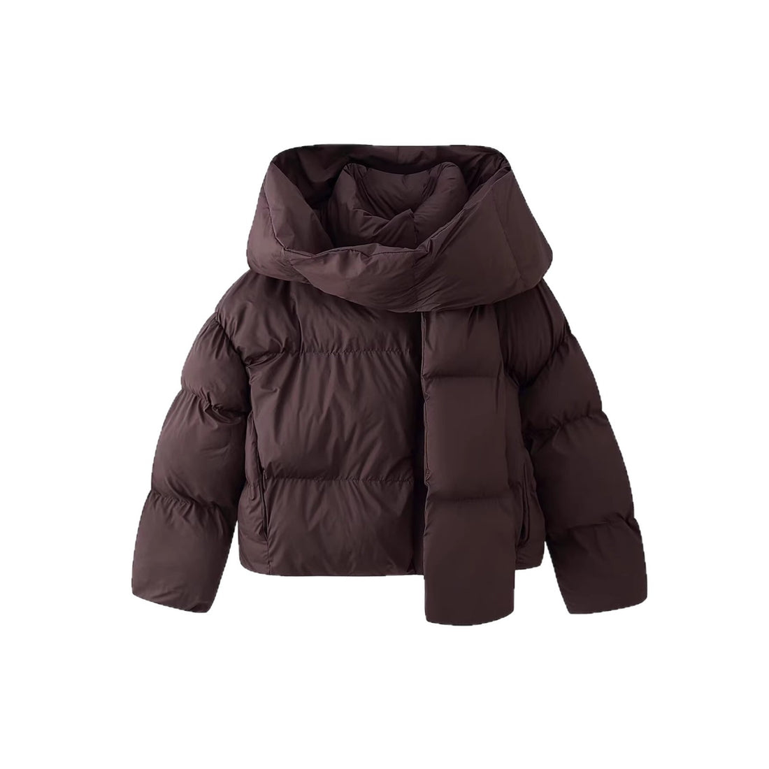 Damen Kurz geschnittene Steppjacke mit extrabreitem Schalkragen und wattierter Kapuze Echoarchiv