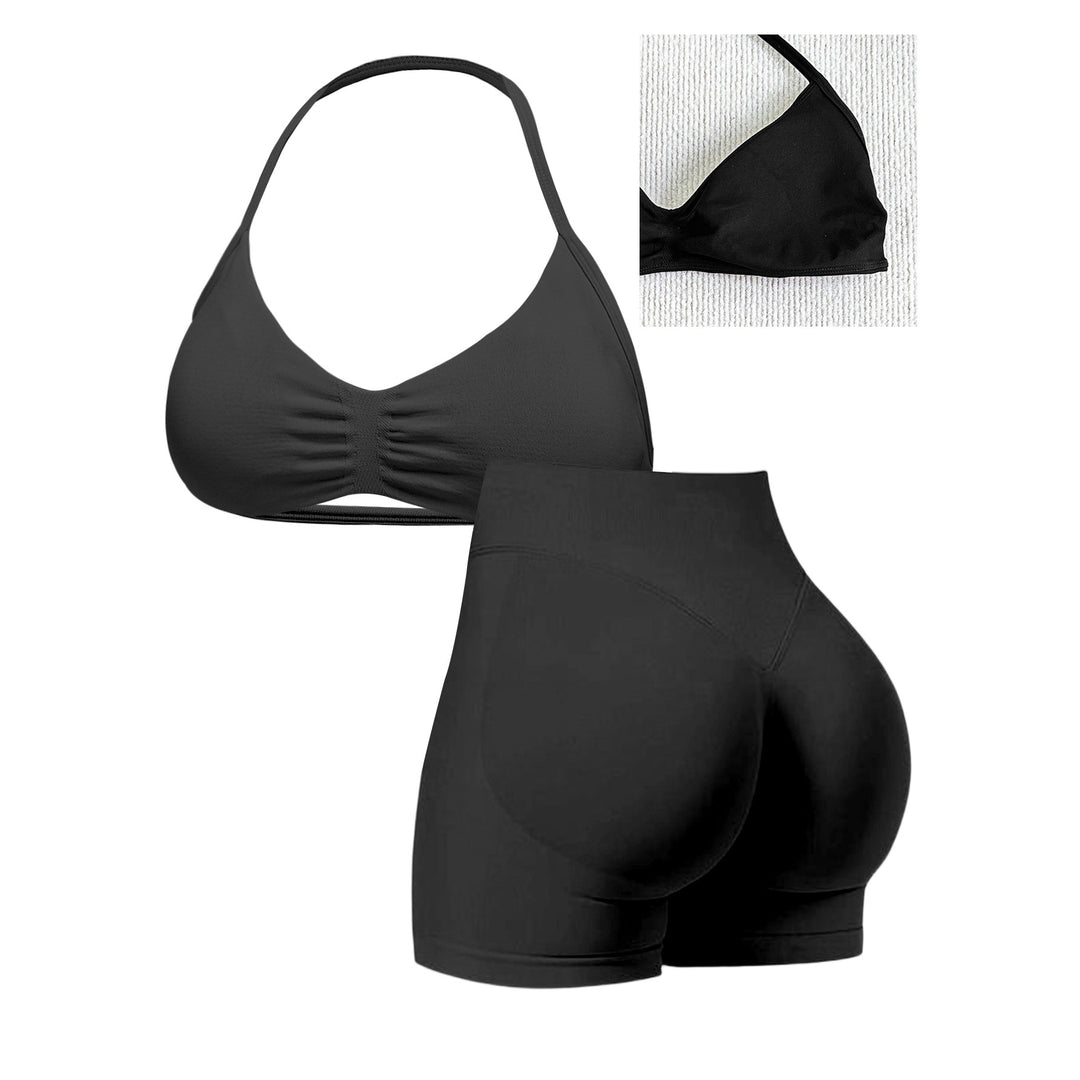 Damen Sport-Bikini-Oberteil mit hoch geschnittenen Shorts und nahtlosem Design Echo Archiv