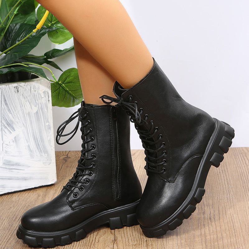 Damen Schnürboots mit robustem PlatEchoarchivu und seitlichem Reißverschluss Echoarchiv