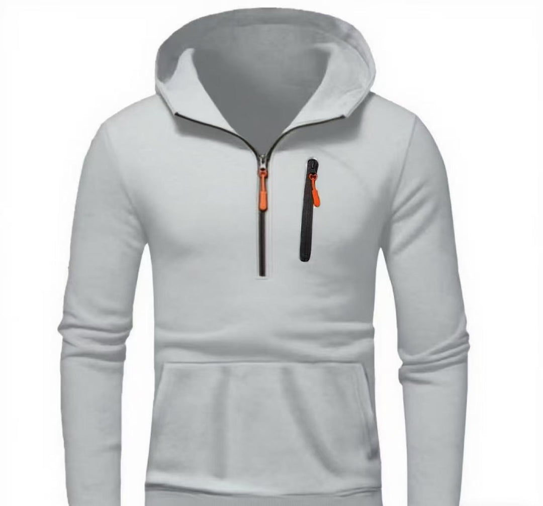 Herren moderner Kapuzenpullover mit innovativem halben Reißverschluss Echoarchiv