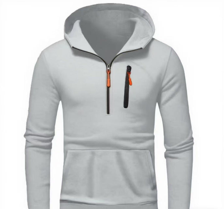 Herren moderner Kapuzenpullover mit innovativem halben Reißverschluss Echoarchiv