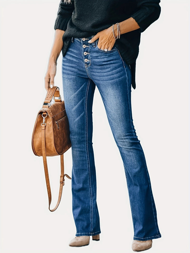 Damen Hochtaillierte Button‑Fly Flared‑Jeans mit sculptender Mittelnaht Echo Archiv