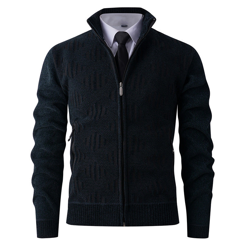 Herren Strickjacke mit strukturiertem Design und modernem Reißverschluss Echoarchiv