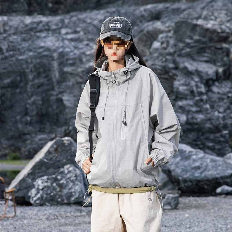 Herren Atmungsaktive Kapuzen-Fieldjacke mit verstaubarer Kapuze und reflektierendem Brustreißverschluss Echoarchiv