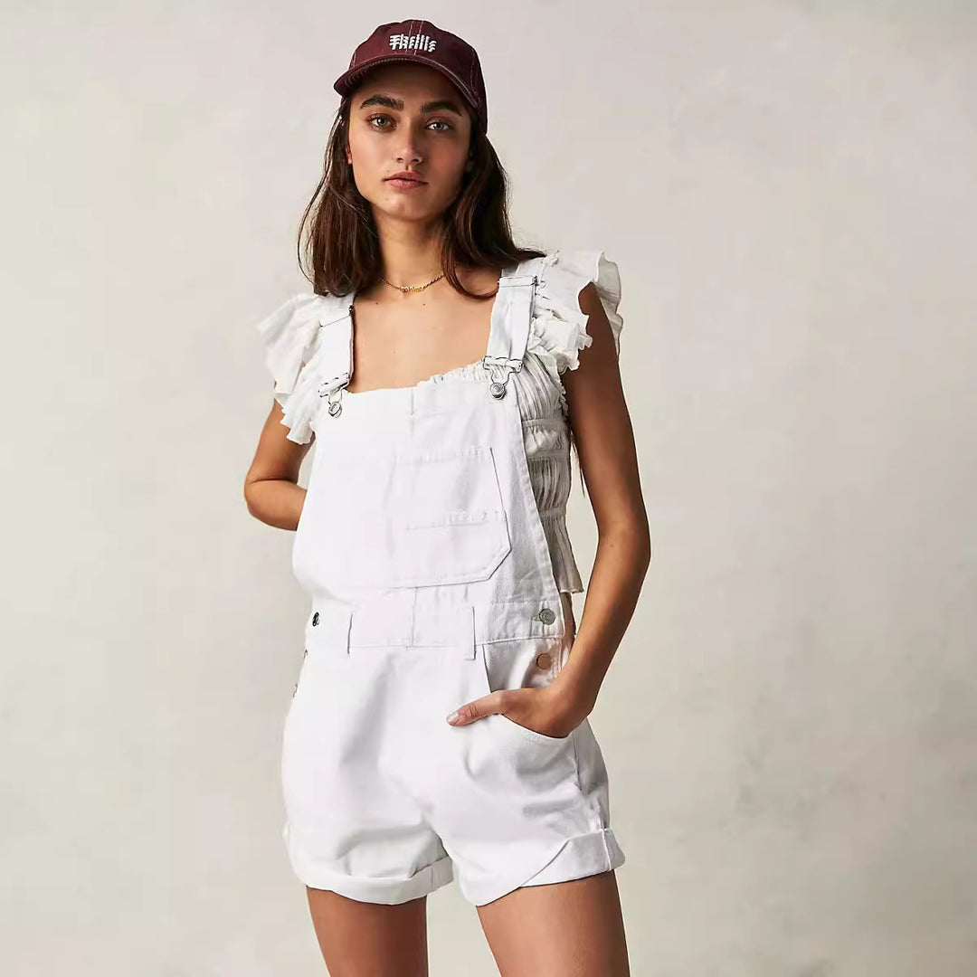 Damen Denim-Latzshorts mit modernen Details und praktischen Taschen Echo Archiv