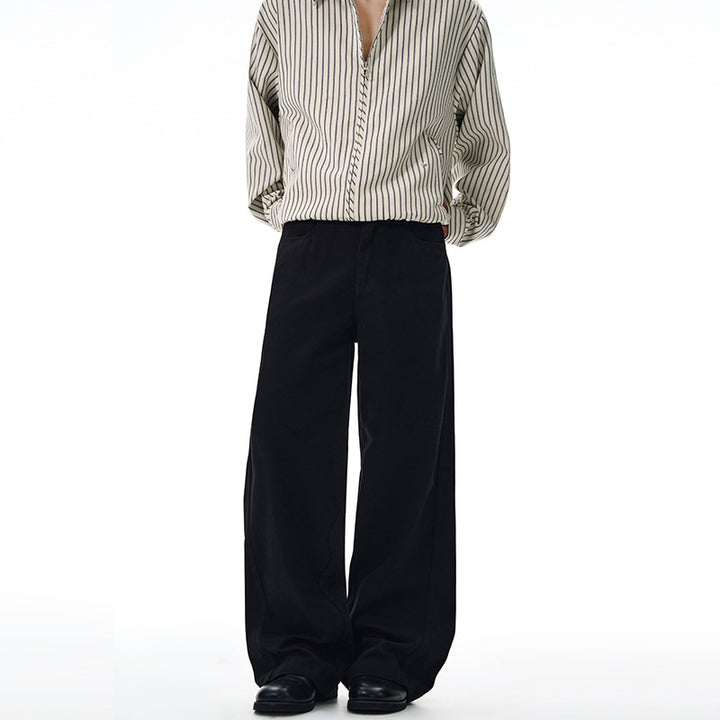 Herren Weite High‑Waist Denimhose mit weitem Bein und Cleanem Minimaldesign Echo Archiv