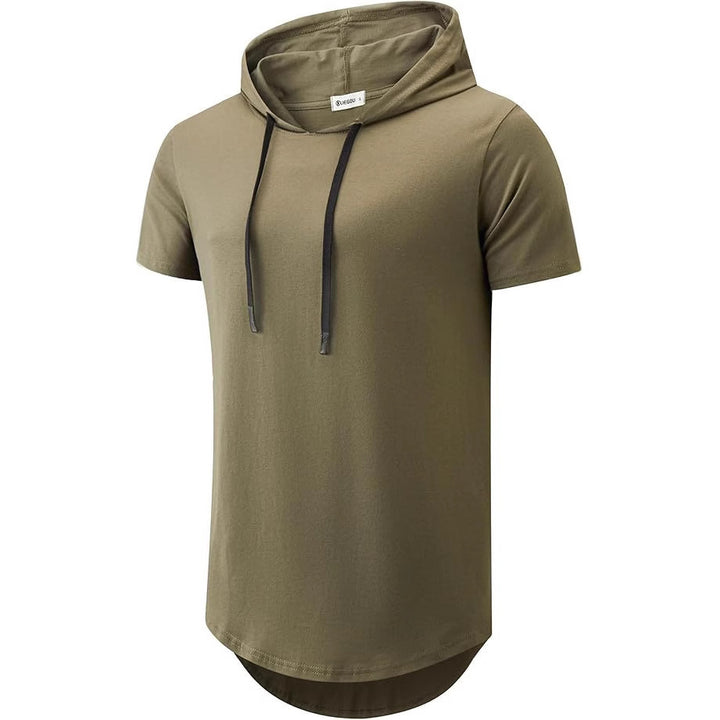 Herren Kurzarm Hoodie T-Shirt mit modernem Schnitt und praktischen Kordeln Echoarchiv