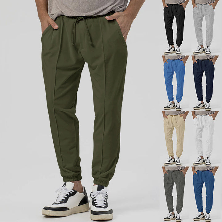 Herren Tapered-Jogginghose im Leinenlook mit Bügelfalte und Bündchen Echoarchiv