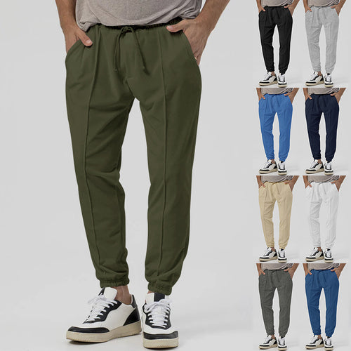 Herren Tapered-Jogginghose im Leinenlook mit Bügelfalte und Bündchen Echoarchiv