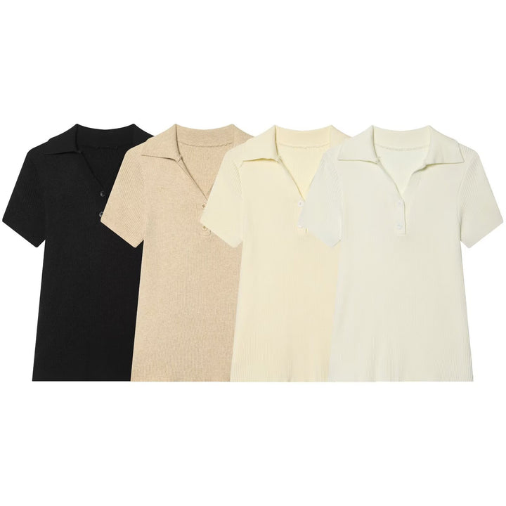Damen kurzärmliges Poloshirt aus weichem Strickstoff Echo Archiv
