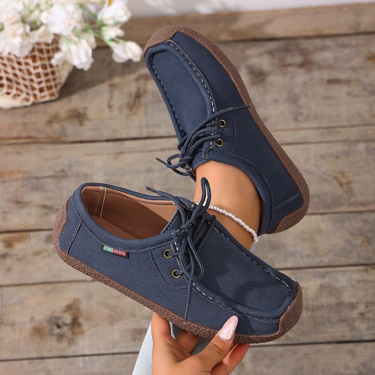Damen Canvas-Mokassin-Slipper mit Schnürung und gepolsterter Komfortsohle – Lioré