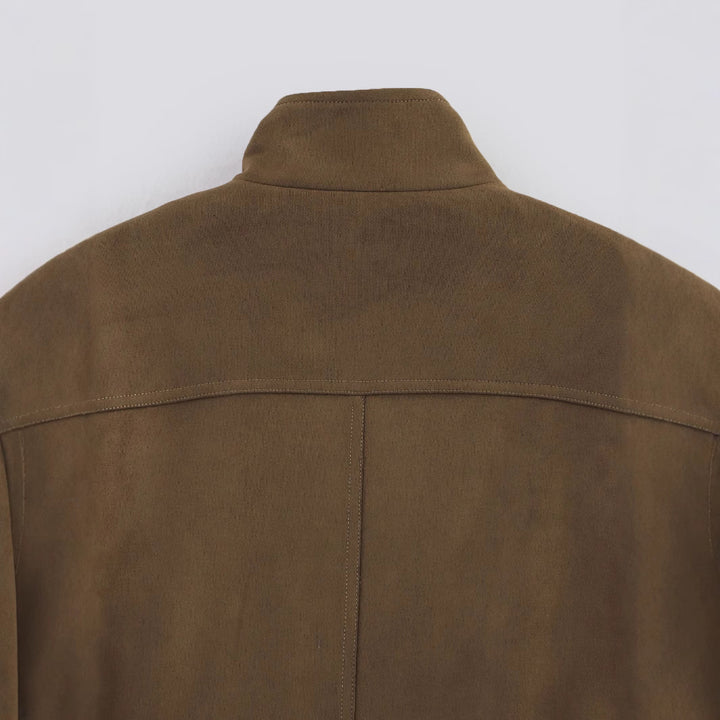 Damen kurzes Blouson mit Stehkragen, aufgesetzten Klappentaschen und elastischem Saum – Célinea