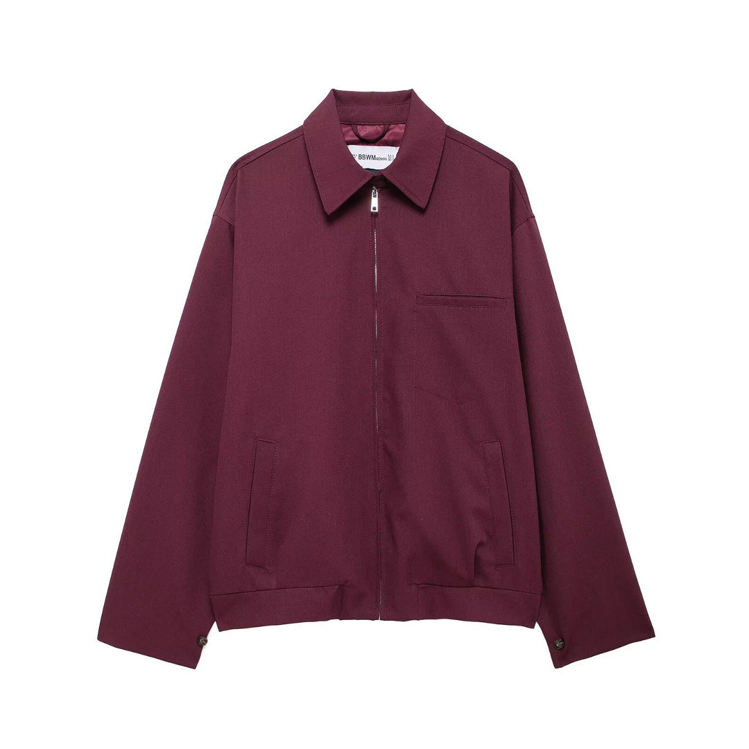 Damen Oversized Blouson mit Reißverschluss, Hemdkragen und Eingrifftaschen Echo Archiv
