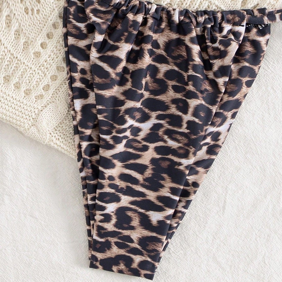 Damen Triangel-Bikini-Set mit Raffungen und Leo-Muster Echo Archiv