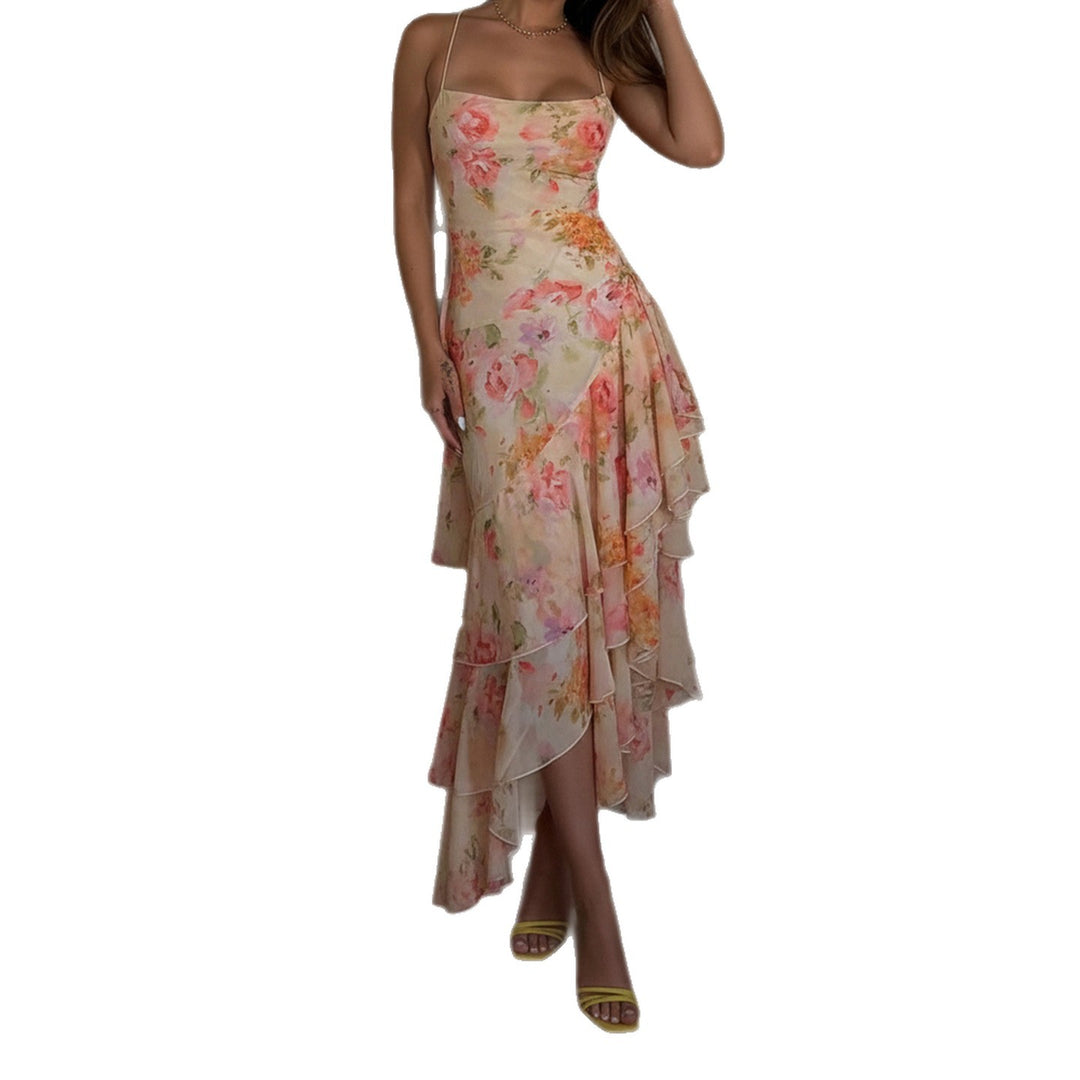 Damen florales Maxikleid mit Rüschendetails Echo Archiv