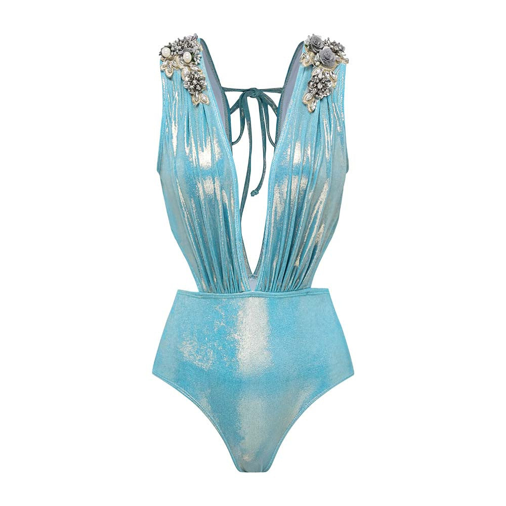 Damen Badeanzug mit off-shoulder Design und elegantem Rock Echo Archiv