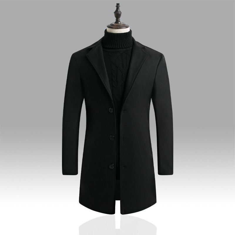 Herren Taillierter einreihiger Wollmantel mit Reverskragen und schlanker Silhouette Echo Archiv
