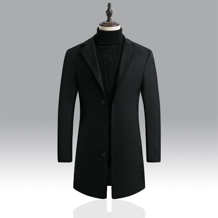 Herren Taillierter einreihiger Wollmantel mit Reverskragen und schlanker Silhouette Echo Archiv