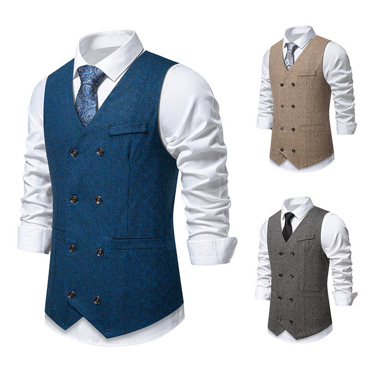 Herren Elegante Weste mit doppelter Knopfleiste und feinem geometrischen Muster Echoarchiv