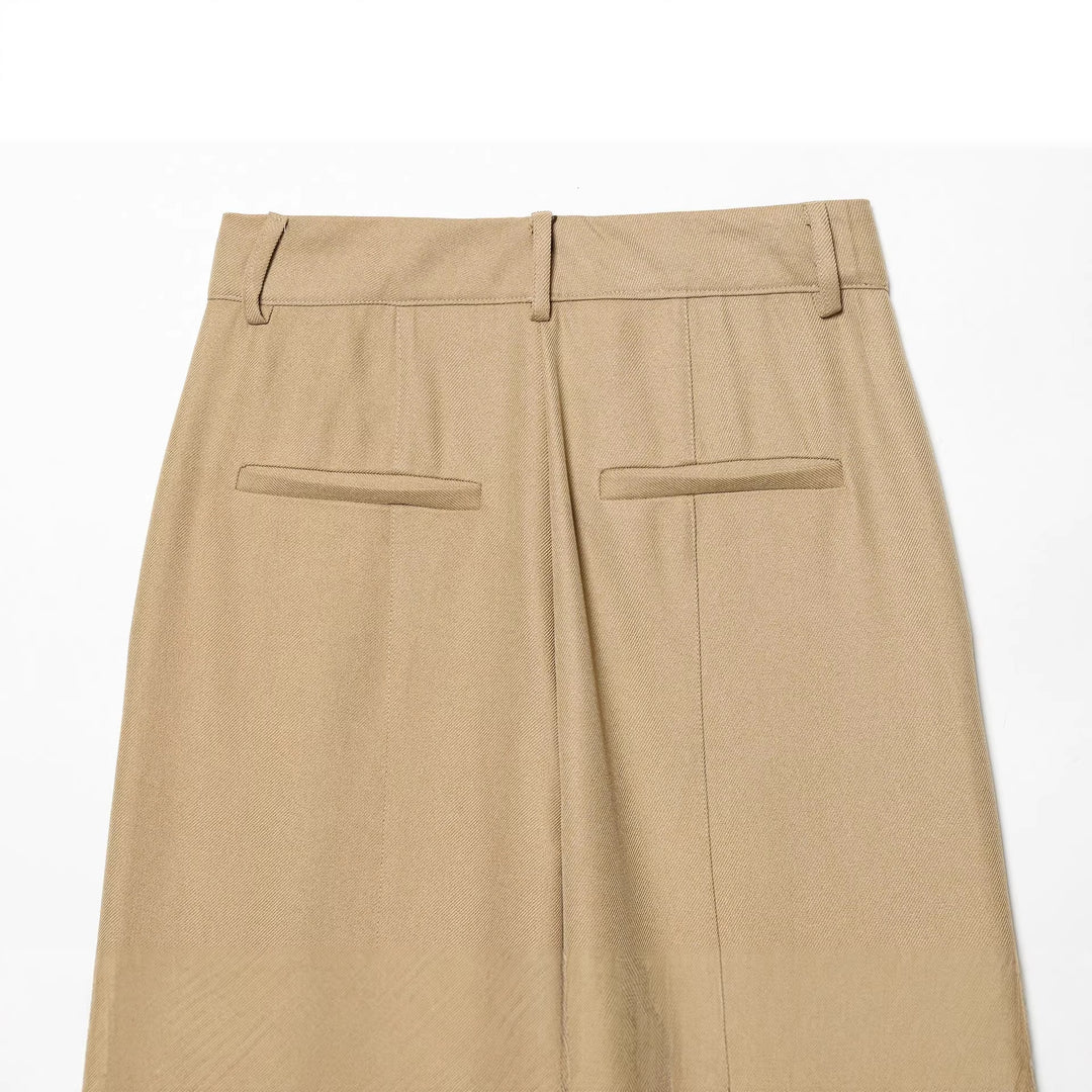Damen elegante Highwaist-Hose mit Bügelfalte, verdeckter Hakenleiste und weitem Culotte-Schnitt – Avélisse
