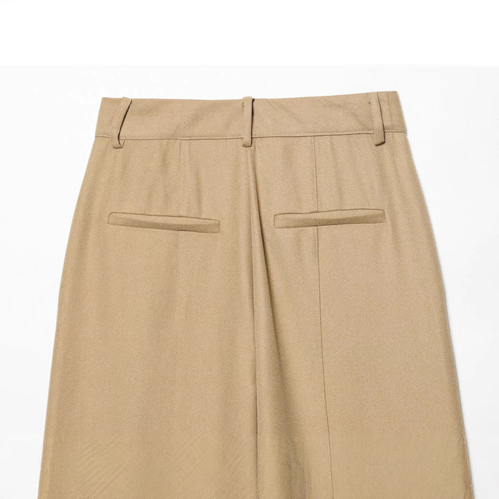 Damen elegante Highwaist-Hose mit Bügelfalte, verdeckter Hakenleiste und weitem Culotte-Schnitt – Avélisse