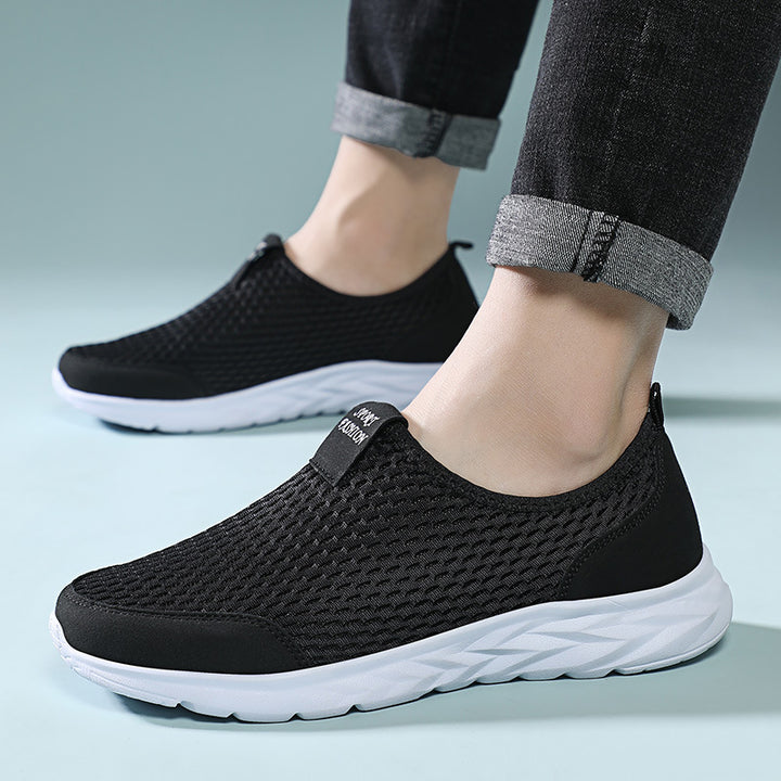 Herren leichte Slip-On Laufsneaker mit nahtlosem Maschenoberteil und stoßdämpfender Wellen-EVA-Sohle – Tavélo